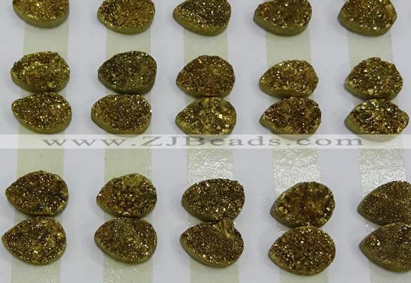 CGC231 10*14mm flat teardrop druzy quartz cabochons wholesale