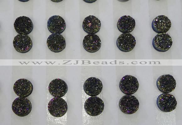 CGC92 10mm flat round druzy quartz cabochons wholesale