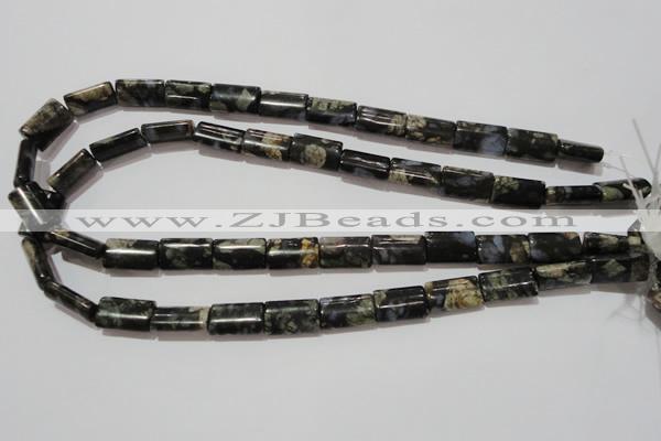 CGE168 15.5 inches 10*16mm flat tube glaucophane gemstone beads