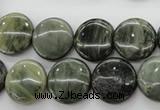 CGH17 15.5 inches 10mm flat round green hair stone beads wholesale