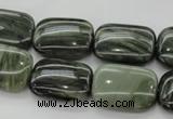 CGH26 15.5 inches 10*14mm rectangle green hair stone beads wholesale