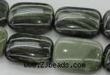 CGH29 15.5 inches 15*20mm rectangle green hair stone beads wholesale