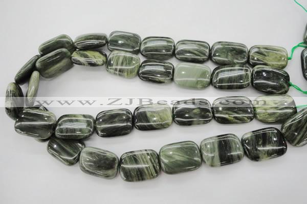 CGH30 15.5 inches 18*25mm rectangle green hair stone beads wholesale