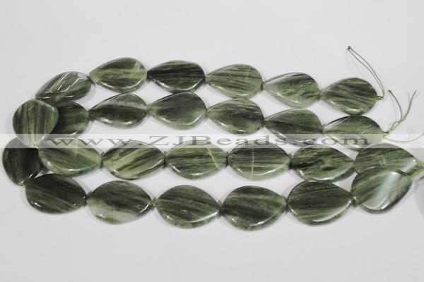 CGH35 15.5 inches 22*30mm twisted teardrop green hair stone beads