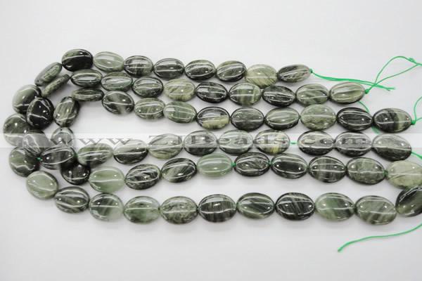 CGH44 15.5 inches 12*16mm oval green hair stone beads wholesale