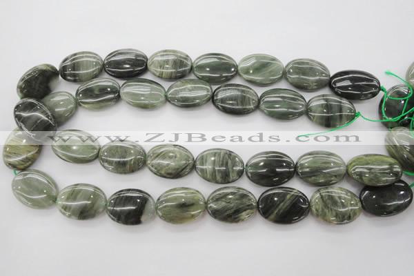 CGH47 15.5 inches 18*25mm oval green hair stone beads wholesale