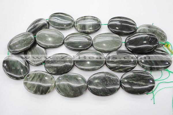CGH50 15.5 inches 30*40mm oval green hair stone beads wholesale