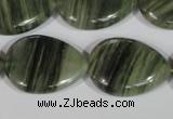 CGH56 15.5 inches 18*25mm flat teardrop green hair stone beads