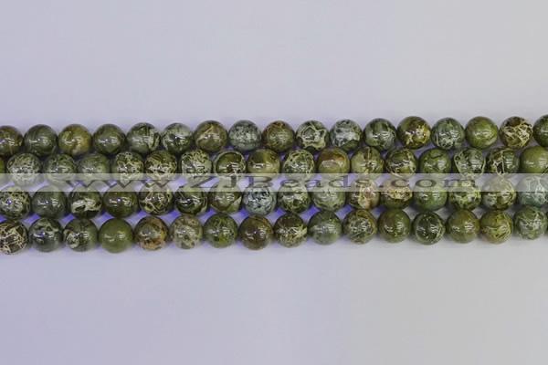 CGJ353 15.5 inches 10mm round green bee jasper beads wholesale