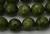 CGJ464 15.5 inches 12mm faceted round green jasper beads wholesale