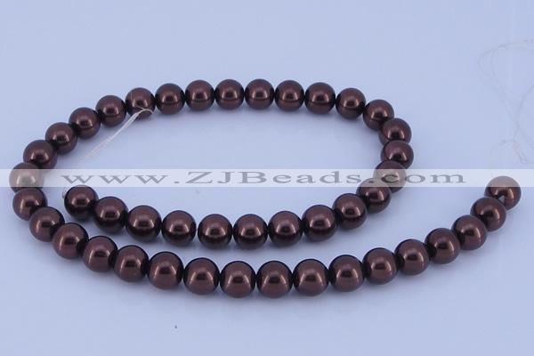 CGL115 5PCS 16 inches 10mm round dyed glass pearl beads wholesale