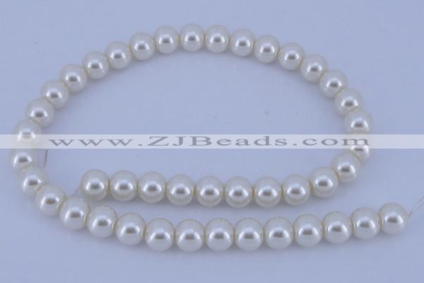 CGL15 5PCS 16 inches 10mm round dyed glass pearl beads wholesale