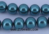 CGL246 5PCS 16 inches 12mm round dyed glass pearl beads wholesale