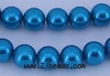 CGL256 5PCS 16 inches 12mm round dyed glass pearl beads wholesale