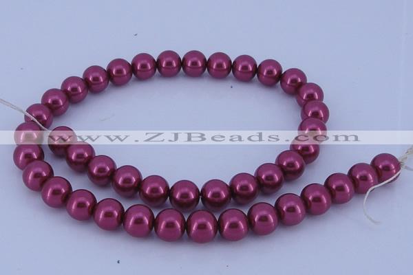 CGL312 10PCS 16 inches 4mm round dyed glass pearl beads wholesale