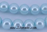 CGL345 5PCS 16 inches 10mm round dyed glass pearl beads wholesale