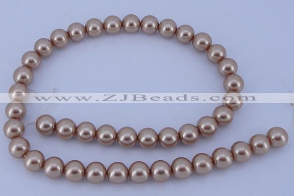 CGL352 10PCS 16 inches 4mm round dyed glass pearl beads wholesale