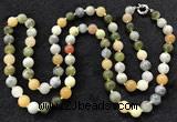 CGN1004 36 inches 10mm round flower jade beaded necklaces