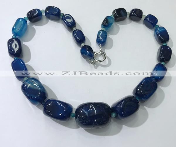 CGN107 20 inches 10*15mm - 20*30mm nuggets agate gemstone necklaces