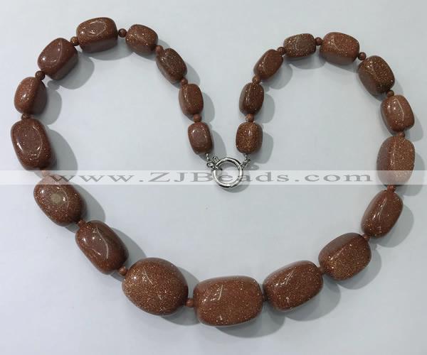 CGN124 22 inches 10*14mm - 20*30mm nuggets goldstone necklaces