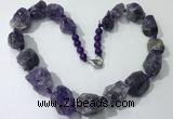 CGN141 19.5 inches 10*14mm - 20*30mm nuggets amethyst necklaces