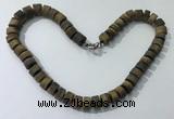 CGN179 20 inches 7*12mm - 9*12mm tyre matte yellow tiger eye necklaces