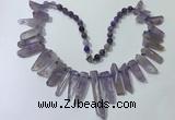 CGN187 23 inches 8*20mm - 11*60mm amethyst stick necklaces