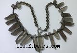 CGN188 23 inches 8*20mm - 11*60mm smoky quartz stick necklaces