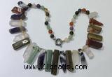 CGN196 23 inches 8*20mm - 11*60mm mixed gemstone stick necklaces