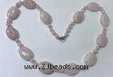 CGN200 22 inches 6mm round & 18*25mm oval rose quartz necklaces