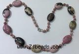 CGN202 22 inches 6mm round & 18*25mm oval rhodonite necklaces