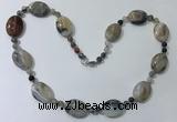 CGN215 22 inches 6mm round & 18*25mm oval agate necklaces