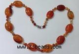 CGN218 22 inches 6mm round & 18*25mm oval agate necklaces