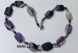 CGN234 22 inches 6mm round & 18*25mm rectangle agate necklaces