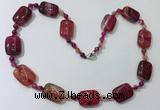 CGN238 22 inches 6mm round & 18*25mm rectangle agate necklaces