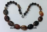 CGN252 20.5 inches 8mm round & 18*25mm oval agate necklaces