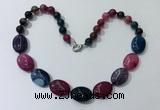 CGN258 20.5 inches 8mm round & 18*25mm oval agate necklaces