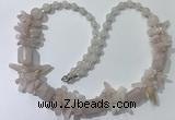 CGN300 27.5 inches chinese crystal & rose quartz beaded necklaces