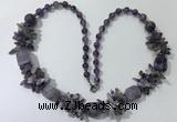 CGN301 27.5 inches chinese crystal & amethyst beaded necklaces