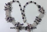 CGN302 27.5 inches chinese crystal & mixed quartz beaded necklaces