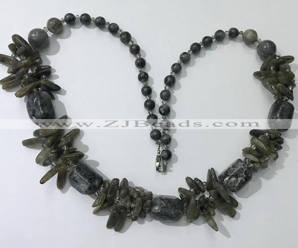 CGN314 27.5 inches chinese crystal & labradorite beaded necklaces