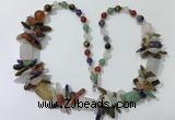 CGN318 27.5 inches chinese crystal & mixed gemstone beaded necklaces