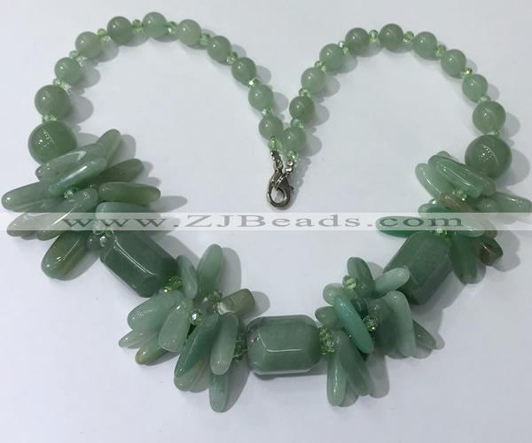 CGN336 20.5 inches chinese crystal & green aventurine beaded necklaces