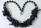 CGN339 20.5 inches chinese crystal & black agate beaded necklaces