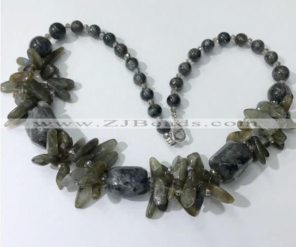 CGN342 20.5 inches chinese crystal & labradorite beaded necklaces