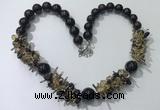 CGN358 19.5 inches chinese crystal & garnet beaded necklaces