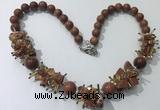 CGN359 19.5 inches chinese crystal & goldstone beaded necklaces