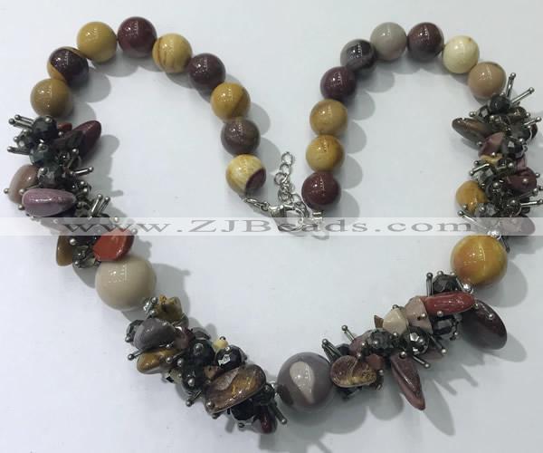 CGN361 19.5 inches chinese crystal & mookaite beaded necklaces