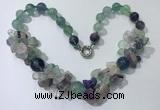 CGN371 19.5 inches round & chips fluorite beaded necklaces