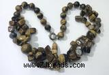 CGN373 19.5 inches round & chips yellow tiger eye beaded necklaces